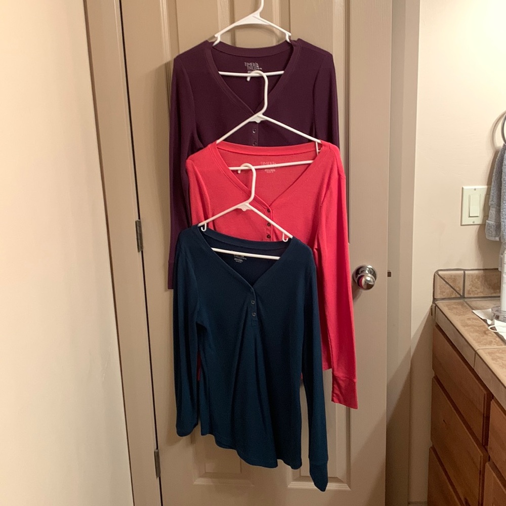 3 long sleeve knitted Time and Tru shirts